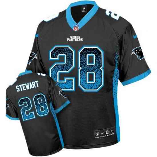 Nike Panthers #28 Jonathan Stewart Black Team Color Mens Stitched NFL Elite Drift Fashion Jersey